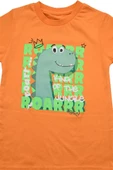 Sevimli Dinozor Baskılı Erkek Bebek Tshirt Turuncu bipamuk - 3