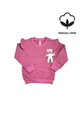 Ayıcıklı FırFır Kollu Kız Bebek Sweat Pembe bipamuk - 1