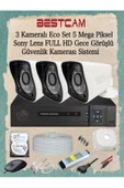 BESTCAM  3 Kameralı Eco Set 5 Mega Piksel Sony Lensli Full HD Gece Görüşlü Güvenlik Kamerası Sistemi - 1