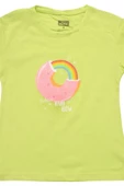Gökkuşağı Baskılı Kız Tshirt Yeşil bipamuk - 3