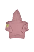 Yazılı Yırtmaçlı Kız Bebek Kapşonlu Sweat Pudra bipamuk - 3