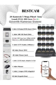 BESTCAM  20 Kameralı Set 5 Mega Piksel Sony Lensli FULL HD Gece Görüşü Renkli Güvenlik Kamera Seti 500 GB HDD - 1