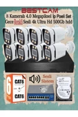 BESTCAM  8 Kameralı 4 Mega Piksel Ip Poeli Set Gece Renkli Sesli 4k Ultra Hd 500 Gb Hdd - 1