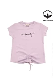 Nakışlı Fitilli Beauty Queen Tshirt Lila bipamuk - 1