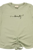 Nakışlı Fitilli Beauty Queen Tshirt Yeşil bipamuk - 2
