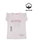 I Have Baskılı Fırfır Kollu Taşlı Kız Bebek Tshirt Krem bipamuk - 1