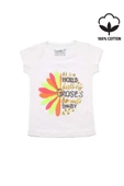Renkli Roses Baskılı Tshirt Beyaz bipamuk - 1