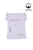 I Have Baskılı Fırfır Kollu Taşlı Kız Bebek Tshirt Lila bipamuk - 5