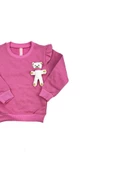 Ayıcıklı FırFır Kollu Kız Bebek Sweat Pembe bipamuk - 2
