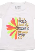 Renkli Roses Baskılı Tshirt Beyaz bipamuk - 2
