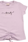 Nakışlı Fitilli Beauty Queen Tshirt Lila bipamuk - 9