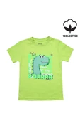 Sevimli Dinozor Baskılı Erkek Bebek Tshirt bipamuk - 1