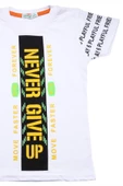 Never Gıve Up Baskılı Erkek Bebek Tshirt Beyaz bipamuk - 5