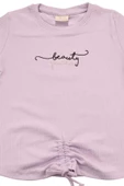 Nakışlı Fitilli Beauty Queen Tshirt Lila bipamuk - 8