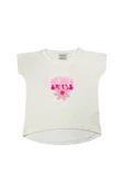 Boncuk İşlemeli Çiçekli Kız Bebek T-shirt Beyaz bipamuk - 5