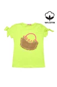 Çiçek Sepet Nakışlı Kız Bebek Tshirt Yeşil bipamuk - 1