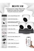 BESTCAM  3 Kameralı Set 5 Mega Piksel Sony Lensli FULL HD Gece Görüşlü Güvenlik Dome Kamera Seti 500 GB HDD - 1
