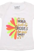 Renkli Roses Baskılı Tshirt Beyaz bipamuk - 7