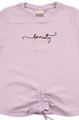 Nakışlı Fitilli Beauty Queen Tshirt Lila bipamuk - 2
