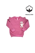 Ayıcıklı FırFır Kollu Kız Bebek Sweat Pembe bipamuk - 5