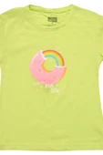 Gökkuşağı Baskılı Kız Tshirt Yeşil bipamuk - 6