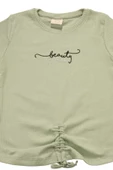 Nakışlı Fitilli Beauty Queen Tshirt Yeşil bipamuk - 8