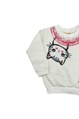 Kedi Baskılı Kız Bebek Sweat Beyaz bipamuk - 7