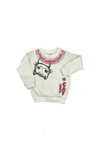 Kedi Baskılı Kız Bebek Sweat Beyaz bipamuk - 6