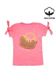 Çiçek Sepet Nakışlı Kız Bebek Tshirt Pembe bipamuk - 1