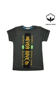 Never Gıve Up Baskılı Erkek Bebek Tshirt Yeşil bipamuk - 1