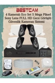 BESTCAM  4 Kameralı Eco Set 5 Mega Piksel Sony Lensli Full Hd Gece Görüşlü Güvenlik Kamerası Sistemi - 1