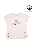 Renkli Balık Baskılı Tshirt Krem bipamuk - 1