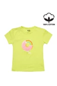Gökkuşağı Baskılı Kız Tshirt Yeşil bipamuk - 4