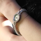 Çiçek Işıltılı Gümüş Zirkon Saat thumbnail 2