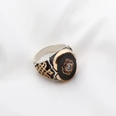 Onix Taşlı Kadüse Figürlü Gümüş Erkek Yüzük thumbnail 2