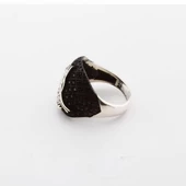 Osmanlı Tuğrası Siyah Zirkon Taşlı Gümüş Erkek Yüzük thumbnail 2