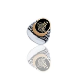 Mine Üzerine Tura İşlemeli Gümüş Erkek Yüzüğü thumbnail 1