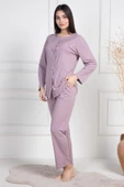 Mecit 6105 Bayan Gül Kurusu Büyük Beden Düğmeli Pijama Takımı thumbnail 2