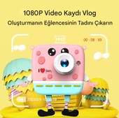 QASUL Çift Objektifli 1080 P Sünger Bob Kare Pantolon Çocuklar için Dijital Video Kamera Pembe - 2