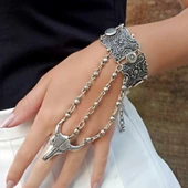 Boğa Şekilli Kadın Şahmeran Gümüş Kaplama Ayarlanabilir El Yapımı Şahmeran thumbnail 5