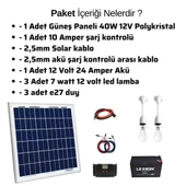 50 Watt Güneş Paneli Aydınlatma Paketi Solar Paket - 3