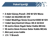 1200 Watt Tv Aydınlatma Bağ Evi Güneş Enerjisi 210w Solar Paket - 1
