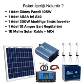105 Watt Güneş Paneli Tv Aydınlatma Paketi Solar Paket thumbnail 3