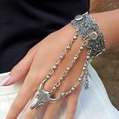 Boğa Şekilli Kadın Şahmeran Gümüş Kaplama Ayarlanabilir El Yapımı Şahmeran thumbnail 1