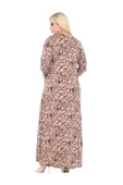 Melsay Butik Yumoş Kumaş Somon Çiçek Desen Uzun Kollu Kadın Tesettür Elbise - 5