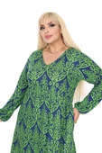 Melsay Butik Kışlık Robalı Yumoş Uzun Kollu Yeşil Dantel Desenli Elbise - 6