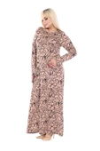 Melsay Butik Yumoş Kumaş Somon Çiçek Desen Uzun Kollu Kadın Tesettür Elbise - 3
