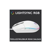 Logitech G102 Lightsync RGB Mouse Beyaz 910-005824 - 2