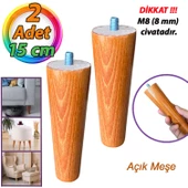 2 Adet Ahşap Ayak Açık Meşe 15 Cm Dolap Mobilya Koltuk Kanepe Destek Ayağı Ayakları Konik M8 Civatalı thumbnail 1