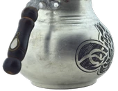 El Işlemeli Desenli Ahşap Saplı Tuğralı Bakır Çaydanlık Gümüş Renk Mod3 - 3